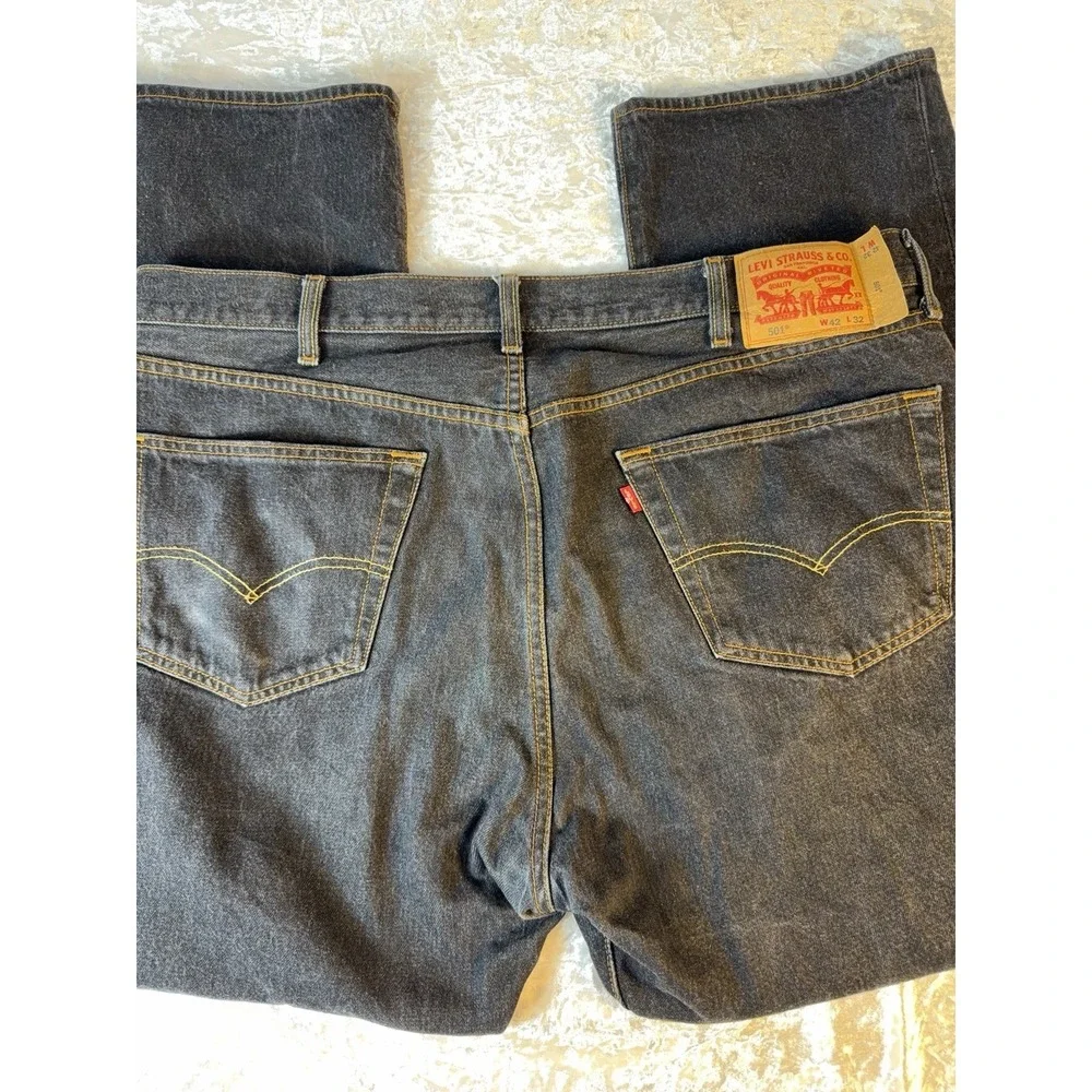 Levi's 501 Jeans Mens 40x30 Dark Wash Indigo Button Fly Straight Leg Denim